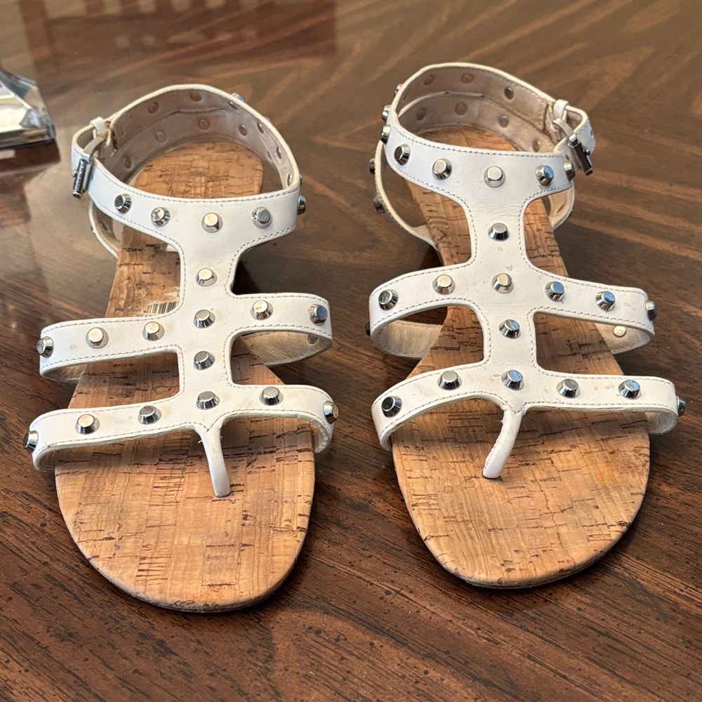 Michael Kors White Studded Sandals